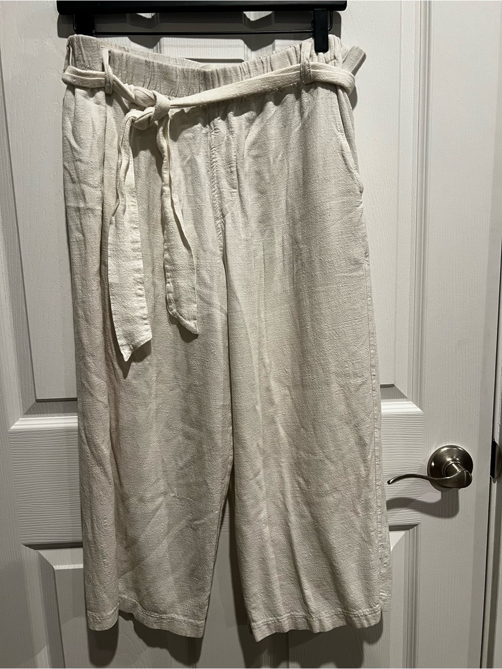 Skye's the Limit White Cropped Wide-Leg Tie-Waist Pants